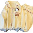 thumbnail image 5 of Cross border spring and autumn new yellow plaid girl Hello Kitty printed pajamas fashion comfortable long sleeve pants wholesale, 5 of 5