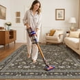 thumbnail image 6 of UERMEI 8x10 Large Area Rugs for Living Room, Indoor Washable Rug, Floral Area Rugs for Bedroom Home Office Decor Dining Room Carpets, Non Slip Low Pile, Dark Brown, 6 of 9