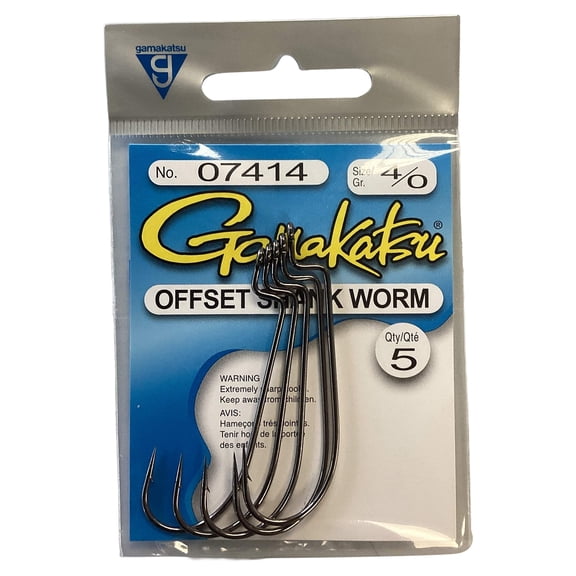 Gamakatsu Worm Offset Black Size 4/0 5pk