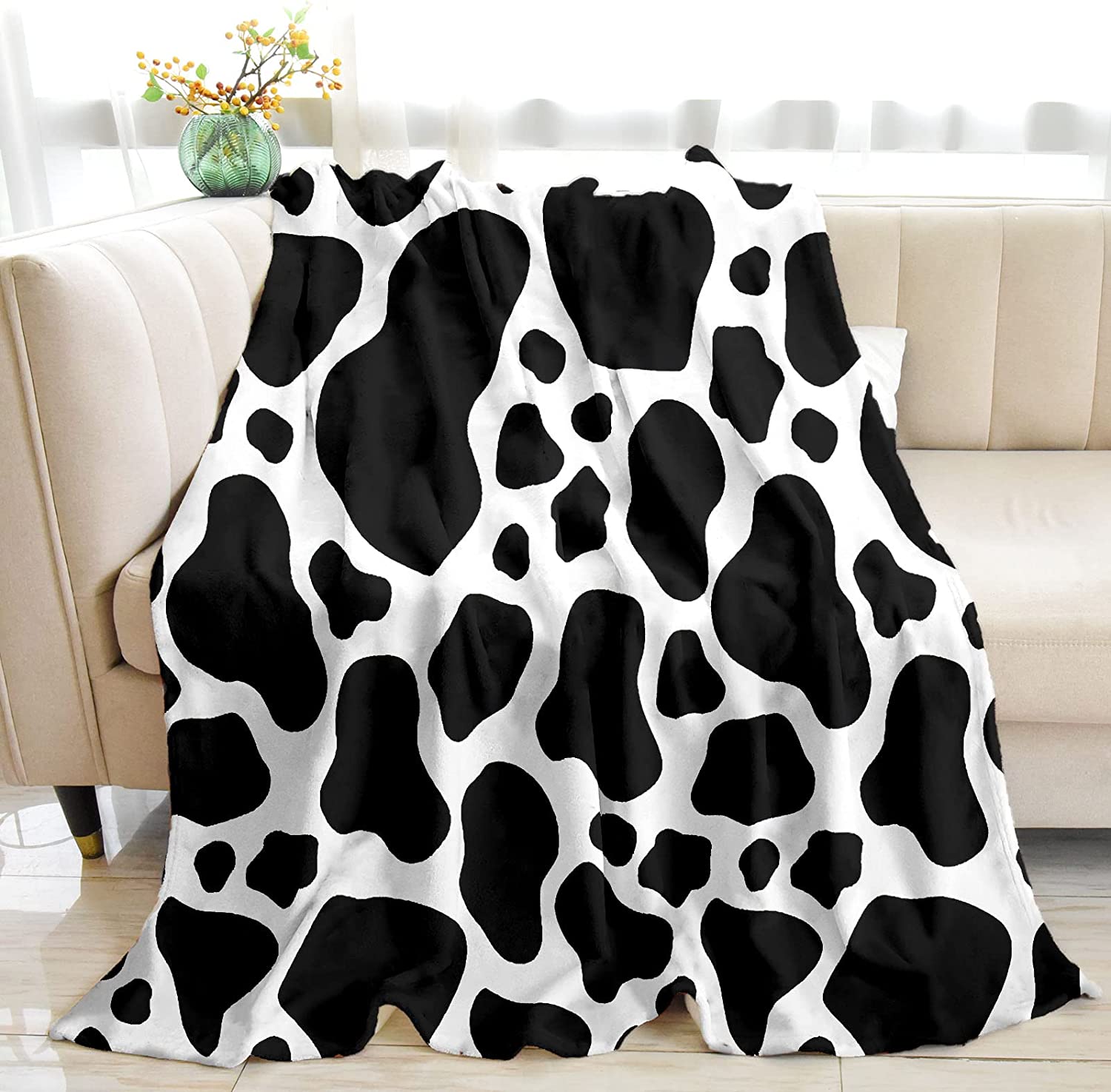 Cow Print Blankets and Throw, Cow Blanket for Adults,Cowhide Blanket