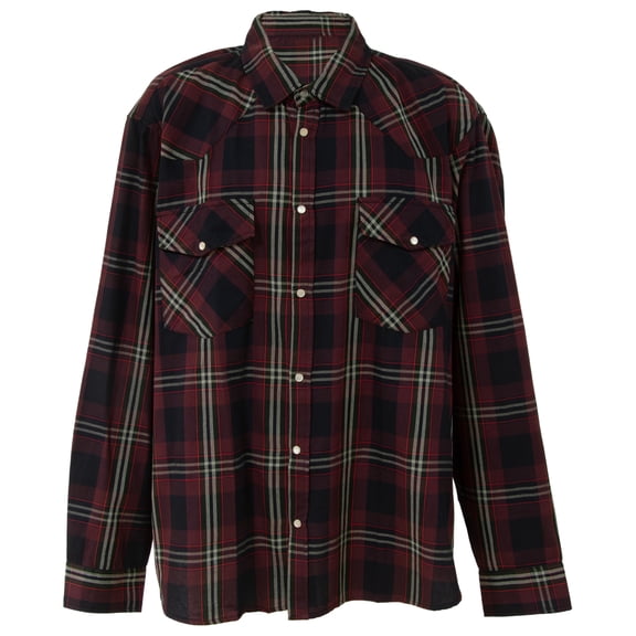 Woodland Creek Men's Classic Plaid Button Down Shirt in Maroon & Black, 2XL