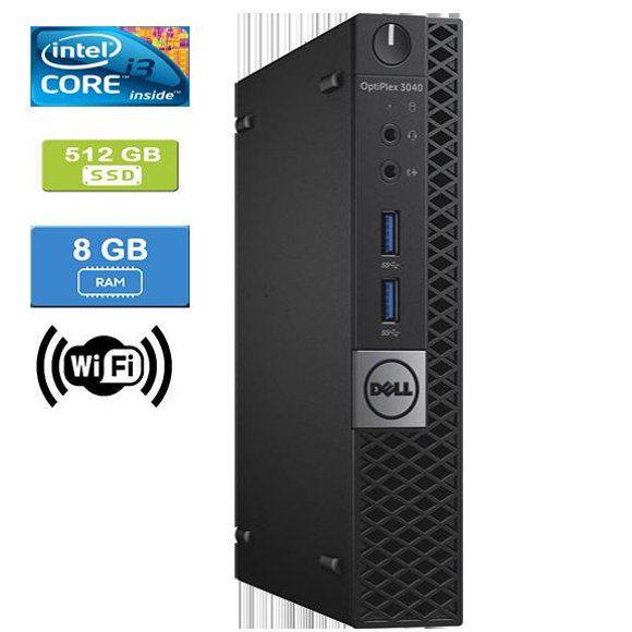 Refurbished: DELL 3040 MICRO Intel Core i3-6100T 3.20 GHz, 8GB, 512GB SSD, Win 10 Pro