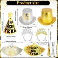 thumbnail image 3 of HOWAF Happy New Year Eve Party Decorations Set, 2026 New Year Headband Paper Glasses Fringed Noisemaker and Hats for Hello 2026 Party Time Supplies White Gold, 3 of 3