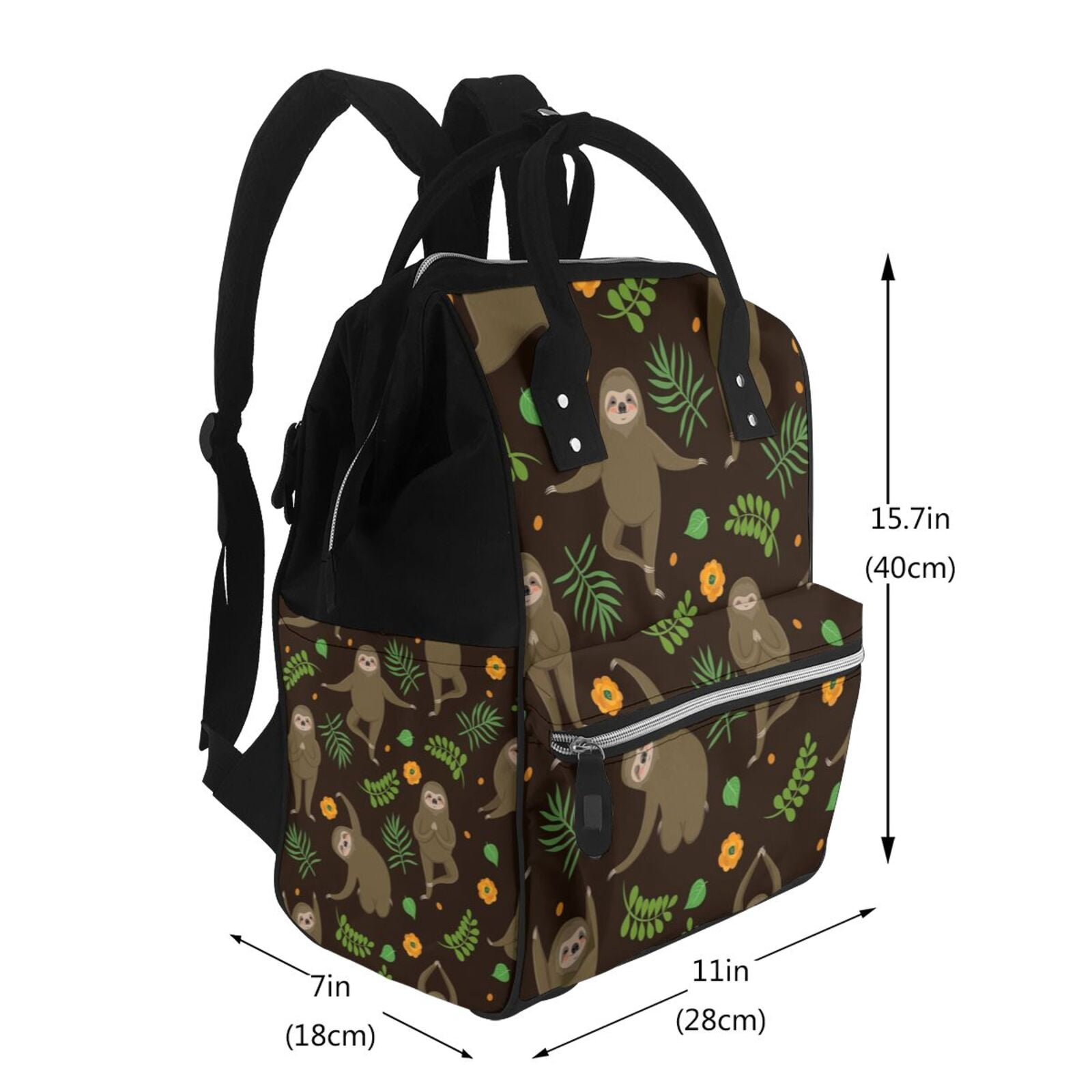 Fuzoiu Sloth Doing Yoga Print Diaper Bag Backpack,Baby Essentials Travel Tote,Multi function Waterproof Diaper Bag, Travel Essentials Baby Bag - Unisex