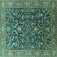 thumbnail image 1 of Ahgly Company Indoor Square Oriental Turquoise Blue Industrial Area Rugs, 5' Square, 1 of 4