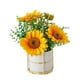 thumbnail image 2 of Naiovety Fácil de limpiar flores artificiales de mantenimiento de flores de hortensia de seda de peonía falsa con florero elegante Decoración girasoles, 2 of 6