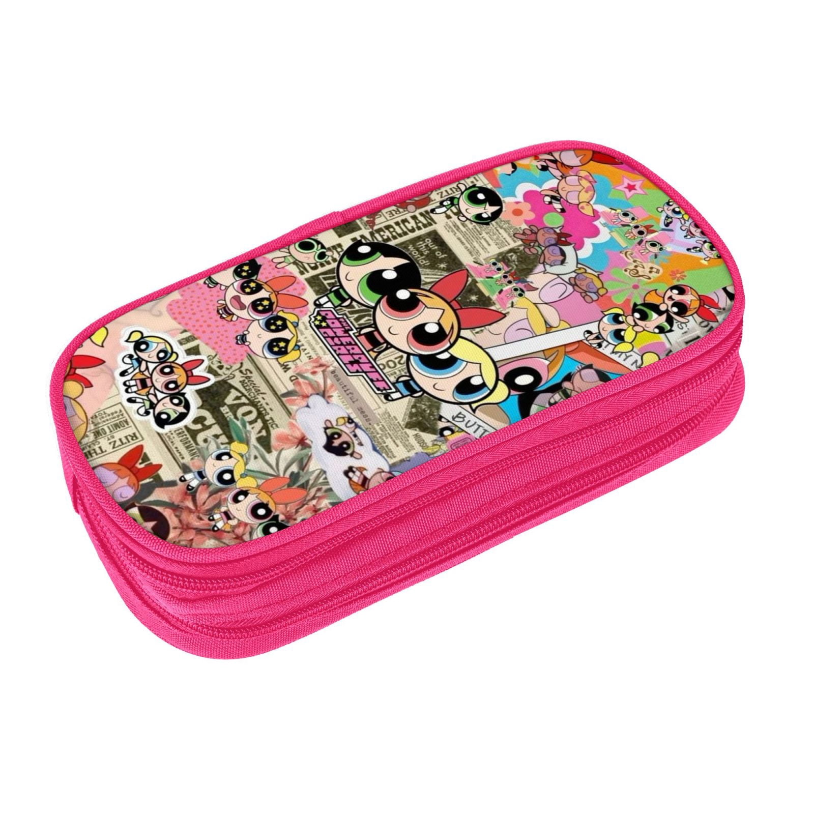 The Powerpuff Gi-rls Pencil Case Large Capacity Pencil Pouch Penbag Office Stationery Organizer Travel Makeup Bag Pink