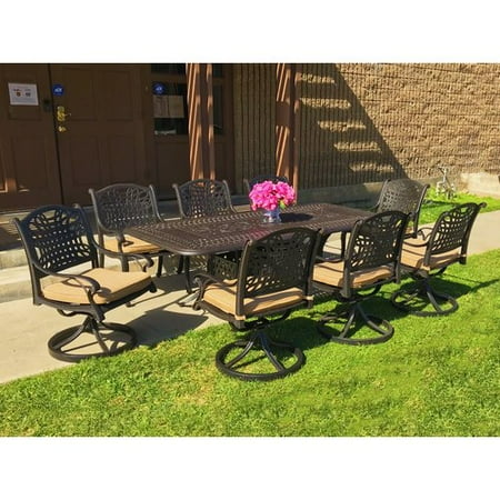 - Fleur De Lis Living Campion 9 Piece Sunbrella Dining Set with Cushions