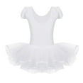 thumbnail image 2 of iEFiEL Kids Girls Ruffled Cap Sleeve Ballet Leotard Dancewear Sequined Ballet Dance Gymnastics Leotard Tutu Dress Ivory 8-10, 2 of 7