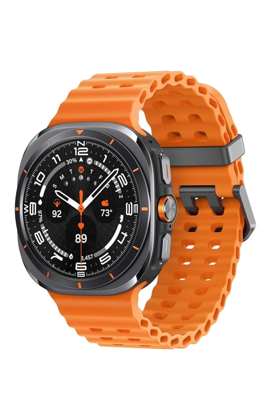 Restored Samsung Galaxy Watch Ultra 47mm Cellular Titanium Smart Watch, Titanium Gray, Orange Sport Band (Refurbished)