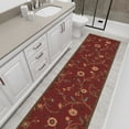 thumbnail image 6 of Ottomanson Extra Long Runner Rug 2'7" x 41' – Non-Slip Low Pile Hallway Carpet, Floral Red, 6 of 7