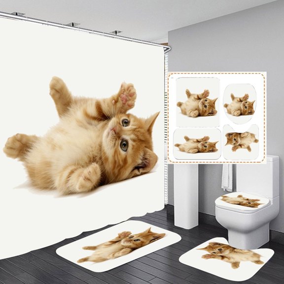 Cute Shower Curtain 72" x 72" Bathroom 4 Pieces Set Bathroom Decor
