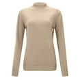 thumbnail image 4 of Ediodpoh Women's Autumn Pullover Elegant Long Sleeved Solid Color Warm Sweater Fall Sweaters for Women for Winter and Comfort Khaki M, 4 of 5