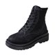 thumbnail image 1 of NECHOLOGY Botas Mujer Adulto Femenino Zapatos Botines mujer Botas de barril corto de tacón grueso con cordones de cuero de color sólido de estilo británico para mujer (Black, 7), 1 of 6