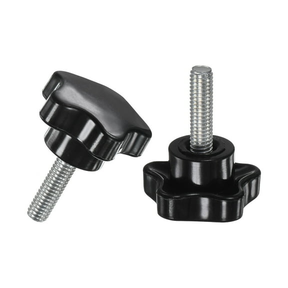 Uxcell 2-Pack Star Clamping Knobs, M6x20mm Male Thread Hand Tightening Screw Machine Handle Replacement [31mm, Black]