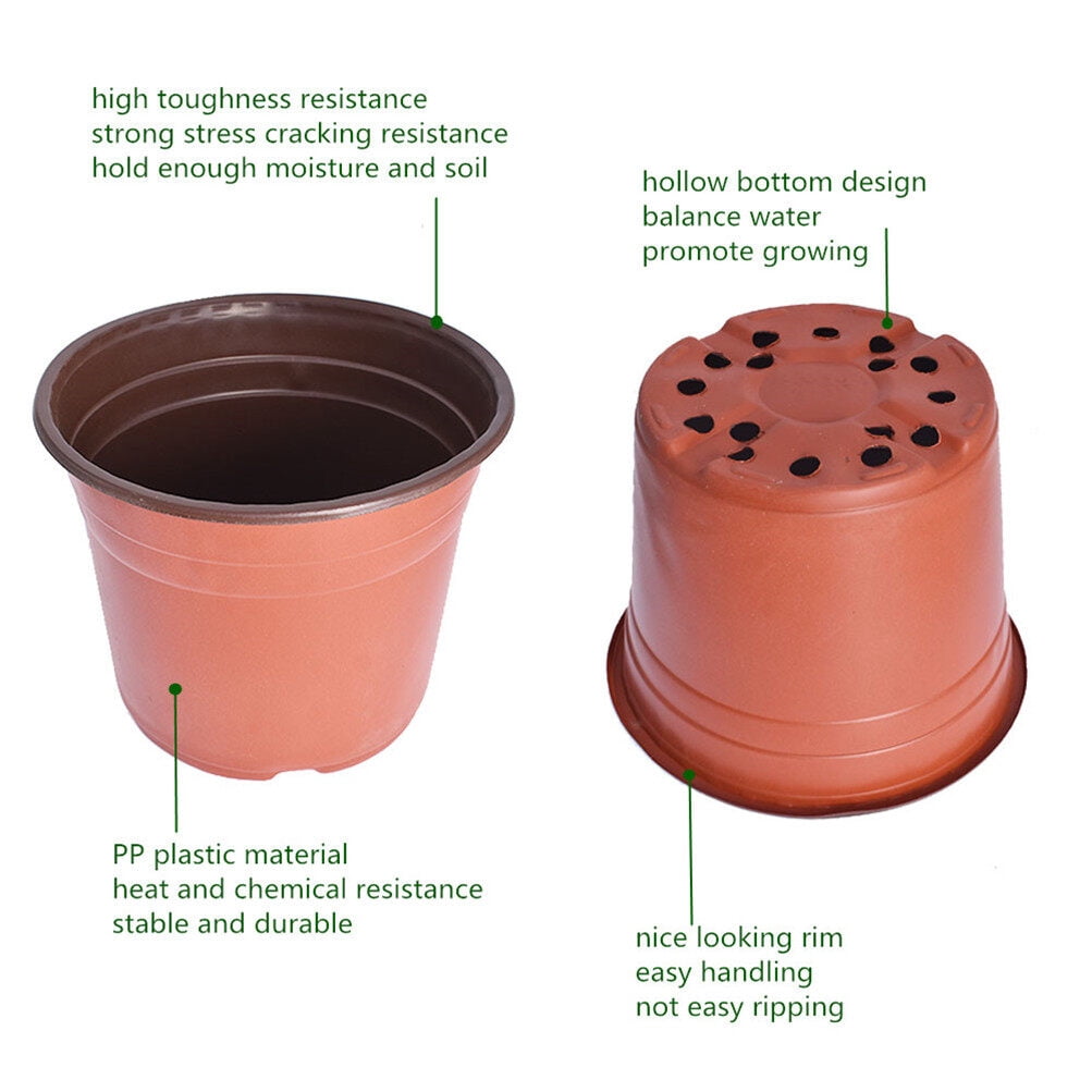 YSMN 100PCS 8" Plastic Plant Flower Pots Nursery Garden Seedlings Starting Pot Container