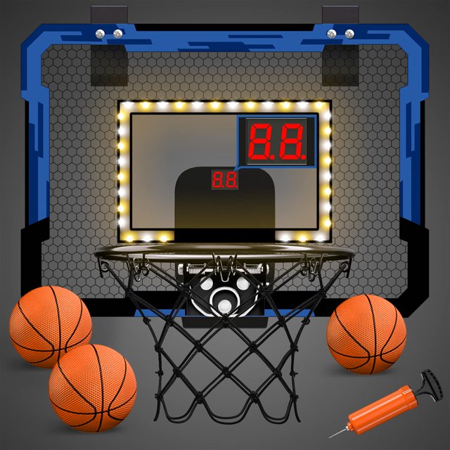 Mini canasta de baloncesto QDRAGON con marcador y luz LED