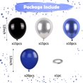 thumbnail image 2 of Globos de fiesta Paready de látex azul, negro y plateado, 60 unidades, 30 cm, 2 of 7