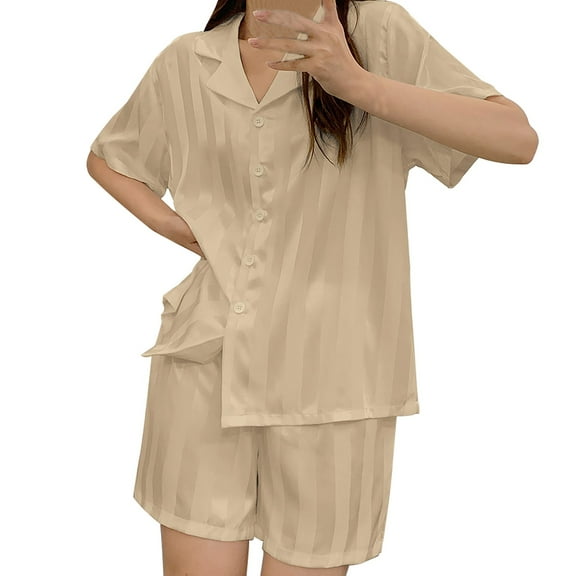Women's Pajama Sets Short Sleeve Sleepwear Loungewear Set 2 Button Set Plus Size Womens Clothing