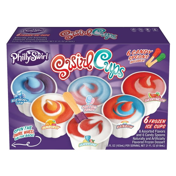 Philly Swirl, Swirl Cups, Assorted Flavors, 21 fl oz, 6 Count Carton Box