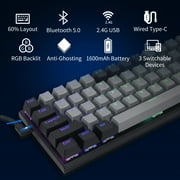 E-YOOSO 63 Keys Wireless Mechanical Keyboard - Compact RGB Gaming Keyboard with Hot-Swappable Linear Red Switches, Bluetooth/2.4G/USB-C, Rechargeable for Windows/Mac