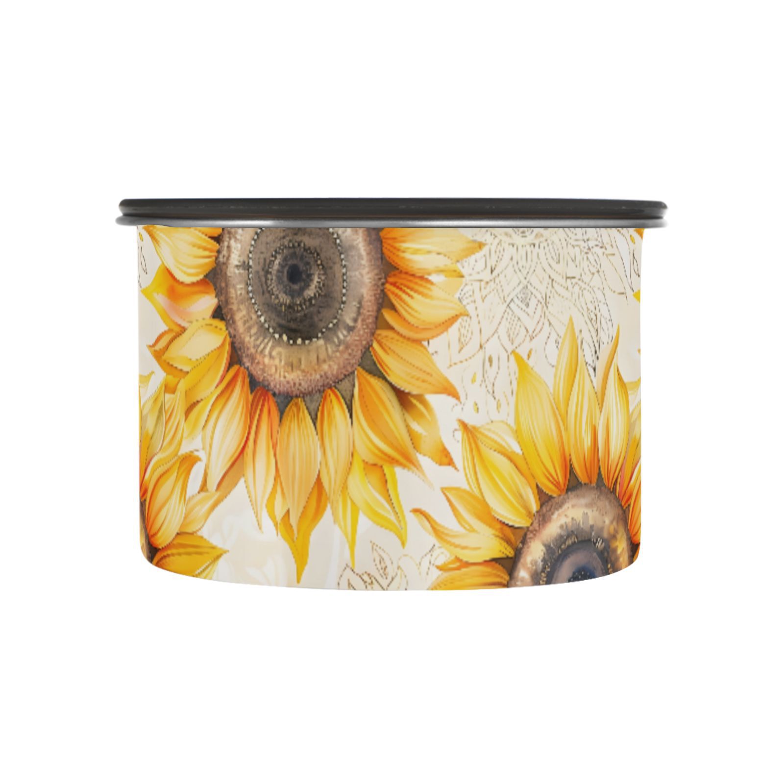 Sunflower Mandala Airtight Coffee Bean Canister 30oz Food Storage Containers with Lids For Gournd, Tea, Sugar, Flour, Rice, Cereal, Candy Cookie Jar