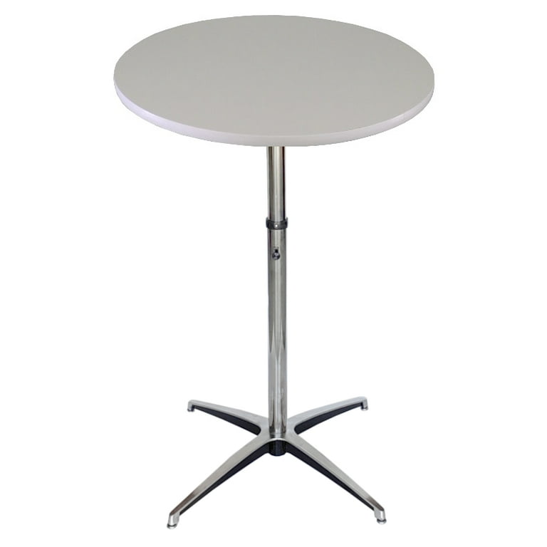30 Inch Round White Top Adjustable Height Cocktail Table by