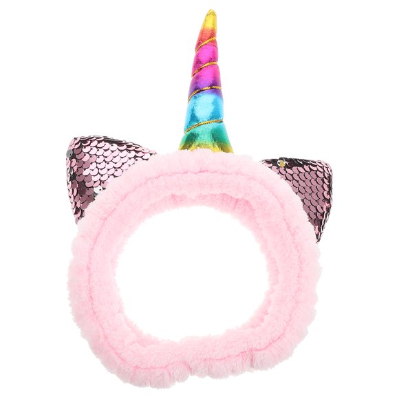 ColoMX Unicornio de limpieza de la cara de la cabeza de la cabeza de diadema Spa Diadema para mujeres Banda para el cabello elástico
