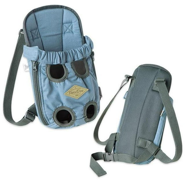 Pet Life B103BLMD Touchdog Wiggle-Sack Fashion Designer Front & Backpack Dog Carrier, Blue - Medium
