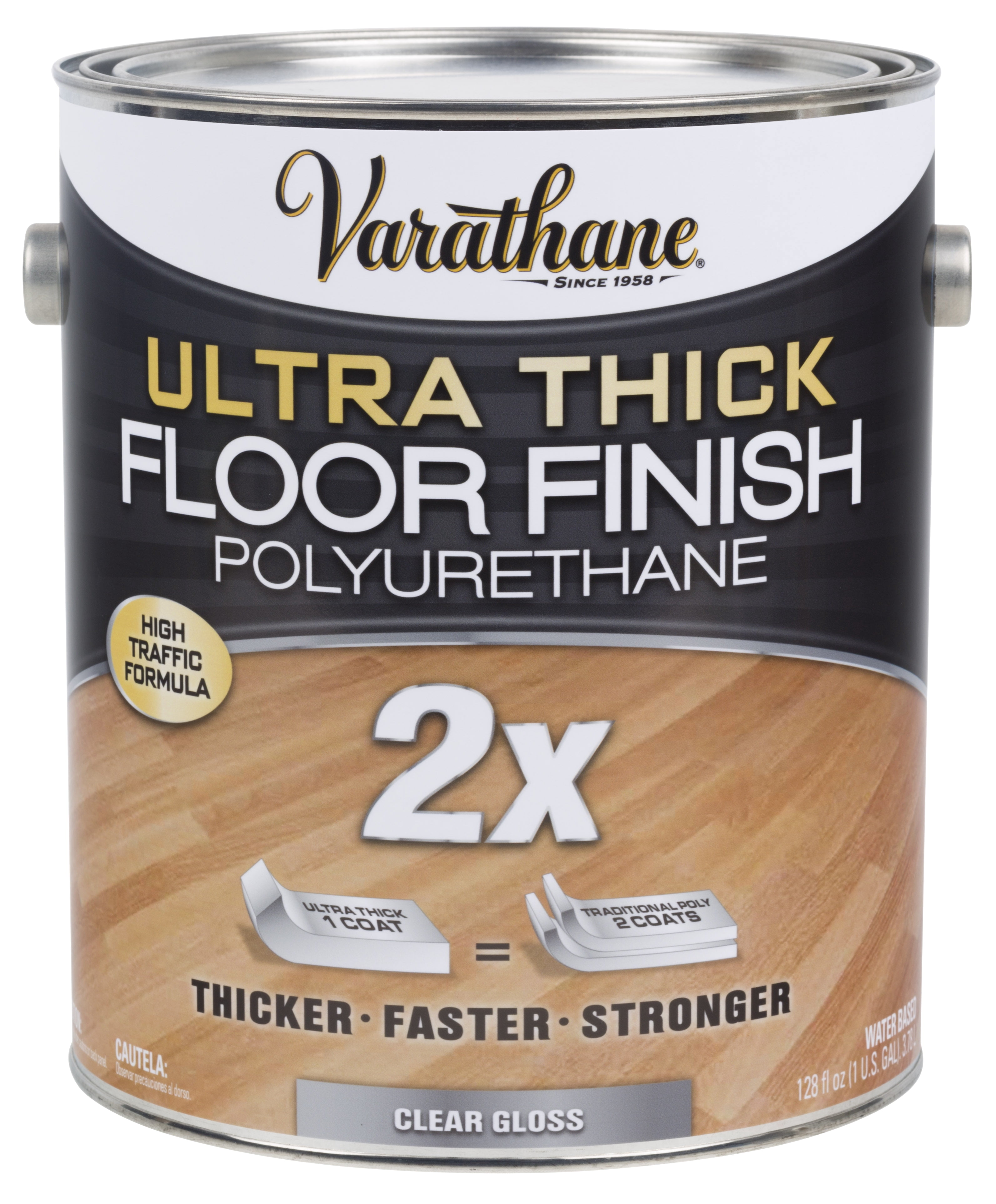 Clear, Varathane Gloss 2X Ultra Thick Floor Finish Polyurethane- Gallon, 1 Pack