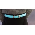 thumbnail image 2 of Leather Ratchet Belt for Women, Trim to Fit 18"- 44" Waist, Automatic Slide Buckle, No Holes, Gift Box by CANDOR AND CLASS (W723 Gunmetal / Sky Blue 25mm width, Small), 2 of 8