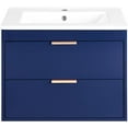 thumbnail image 4 of 24" Floating Wall Mounted bathroom vanity with white ceramic sink and drawer storage,Blue, 4 of 16