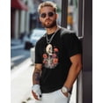 thumbnail image 2 of Camiseta de manga corta con calavera para hombre, estilo vintage floral, de algodón, con cuello redondo, para adolescentes y niños., 2 of 7