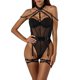 thumbnail image 1 of Gibobby Ropa interior mujer sexy Conjunto de lencería sexy para mujer con liguero, brasier de encaje y bragas conjunto de tirantes exóticos(Negro, M), 1 of 5