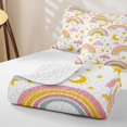 thumbnail image 4 of Manfei Kawaii Rainbow Quilt Full, Daisy Stars Moon Full Bedspread Sets, White Orange Pink, 3 Pieces, 1 Coverlet and 2 Pillowcases, 4 of 7