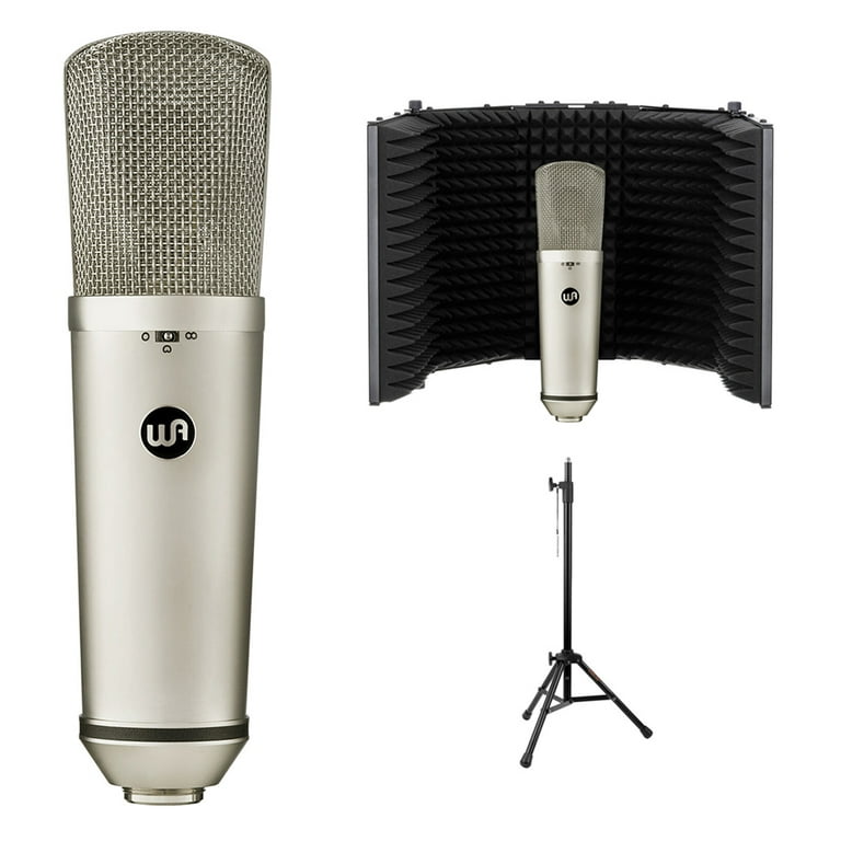 Warm Audio WA-87 R2 Multi-Pattern Condenser Microphone (Nickle) Bundle with  Metal Reflection Filter and Filter Tripod Mic Stand