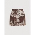 thumbnail image 4 of Multicolor Cow Print Suede A-Line Mini Skirt With Fringe And Studs, 4 of 7