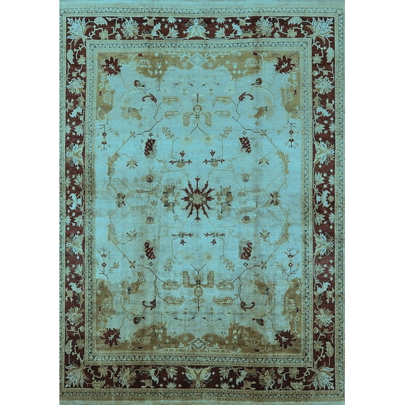 Ahgly Company Indoor Rectangle Oriental Light Blue Industrial Area Rugs, 5' x 8'