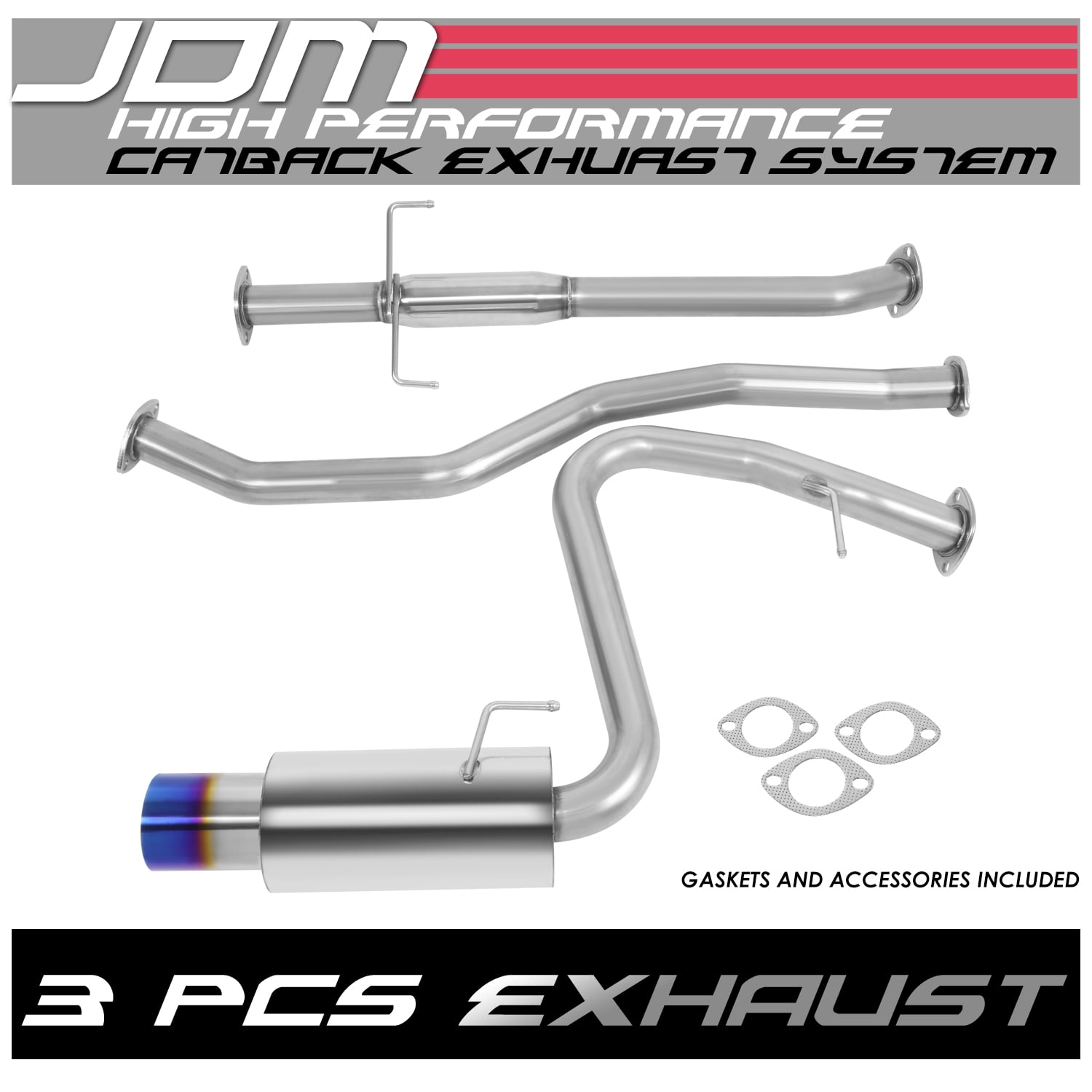 DNA Motoring For 05-10 Scion tC 2.4L Performance Cat-Back Exhaust System w/4" Titanium Style Muffler Tip