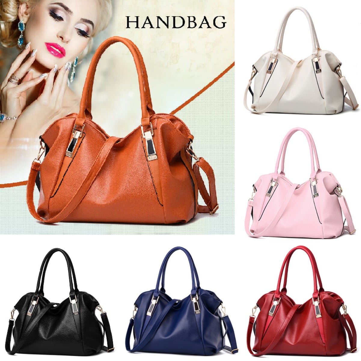 Ladies' Shoulder Bag - Durable PU Leather Tote with Multi-Compartment, Blue