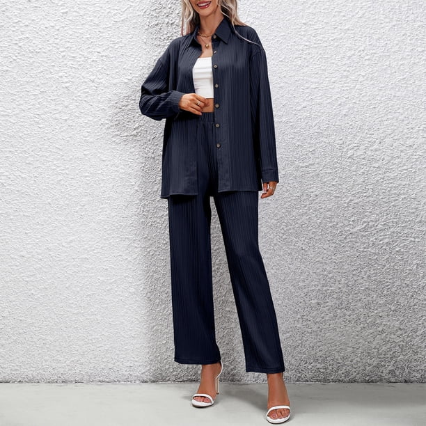Conjuntos de salón de 2 piezas para mujer Conjunto simple de 2 piezas a juego Conjunto de ropa de estar por casa elegante