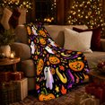 thumbnail image 3 of Whimsical autumn celebration Jack-O'-Lanterns Ghosts Black, Warm Flannel Blanket for Living Room and Family Room, Festive autumn celebration Scene, Art Lovers autumn celebration Gift, 3 of 9
