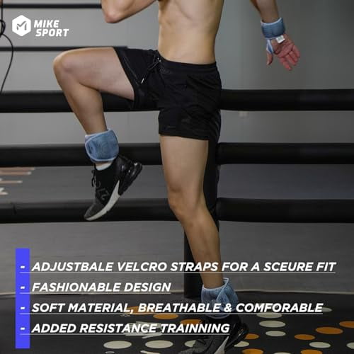 M MIKE SPORT Ankle Weights,Wrist Weights Leg & Hand Weights for Women Men Kids With Gym Ankle Straps Weights Set for Gym Exercises,Fitness,Workout,Walking,Jogging,Yoga, Dance, Pilates, Aerobics-4LB*2