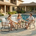 thumbnail image 6 of Gianna 4 Piece Patio Furniture Set, Outdoor Patio Seating Set for Apartment Balcony, Space-Saving Rattan Conversation Set with Loveseat and Side Table for Patio, Front Porch, Beige, 6 of 7