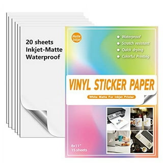 Printable Vinyl Sticker Paper for Inkjet Printer Glossy White 20X 8.5X11 Waterproof  Decal Paper MECOLOUR 