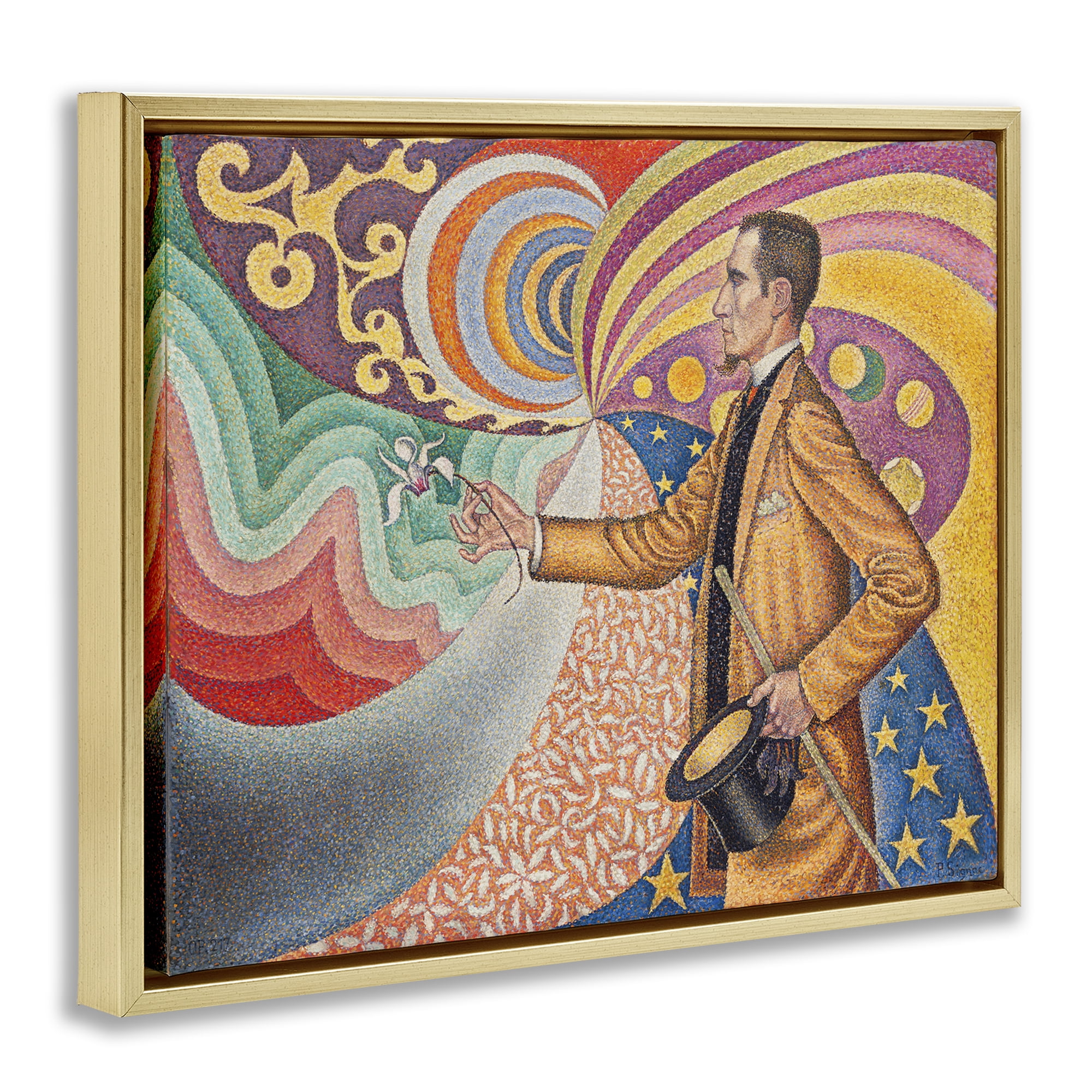 Stupell Industries Classical Georges Signac Painting People Painting Gold Floater Framed Canvas Art Print Wall Art, 31 x 25