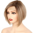 thumbnail image 2 of OneDor 8 Inch Angled Layers Lace Front Wig Relaxed Straight Bob wig (Dark Natural Blonde Blended & Pale Golden Blonde with Dark Roots-OT8/386/624) …, 2 of 7