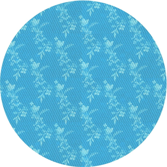 Ahgly Company Machine Washable Indoor Square Transitional Bright Turquoise Blue Area Rugs, 3' Square