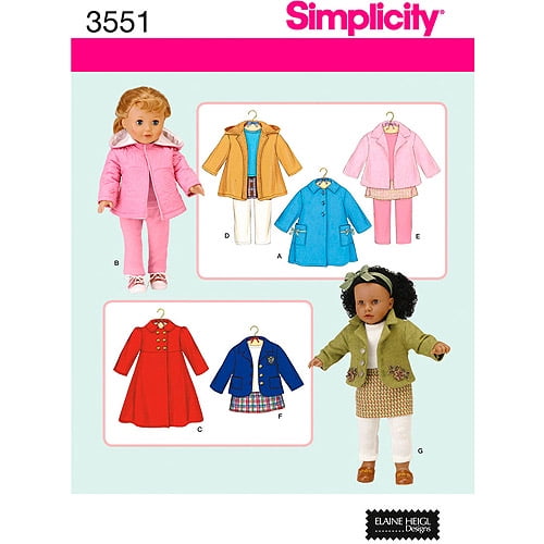 Simplicity 18" Doll Clothes Pattern, 1 Each