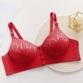 thumbnail image 4 of Bigersell Cotton Padded Bra Deals Women's Solid Color Underwire Oversized Gathering Underwear Daily Bra T-Shirt Bra Style F-1102 Red XL, 4 of 6